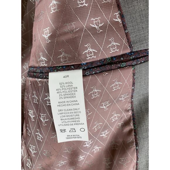 Original Penguin Men’s Blazer Slim Fit Jacket Wool Gray Retail$375 NWT Size 40R - Picture 14 of 15